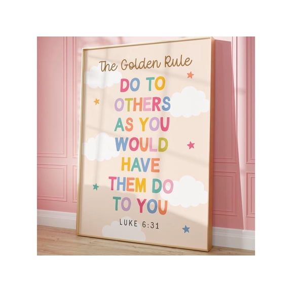 The Golden Rule Christian Classroom Wall Art Print With Do To Others Bible Message Unframed Paper Print