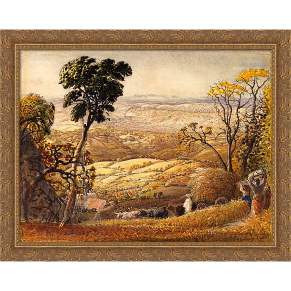The Golden Valley 34x28 Large Gold Ornate Wood Framed Canvas Art by Samuel Palmer