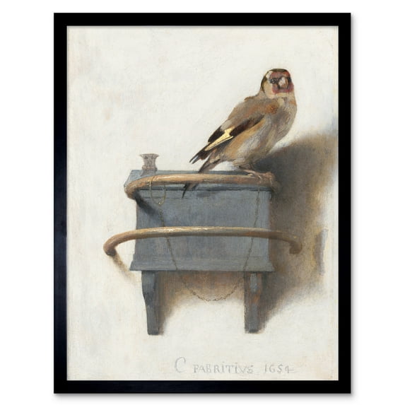 The Goldfinch Carel Fabritius 1654 Painting Chained Bird on Perch Art Print Framed Poster Wall Decor 12x16 inch