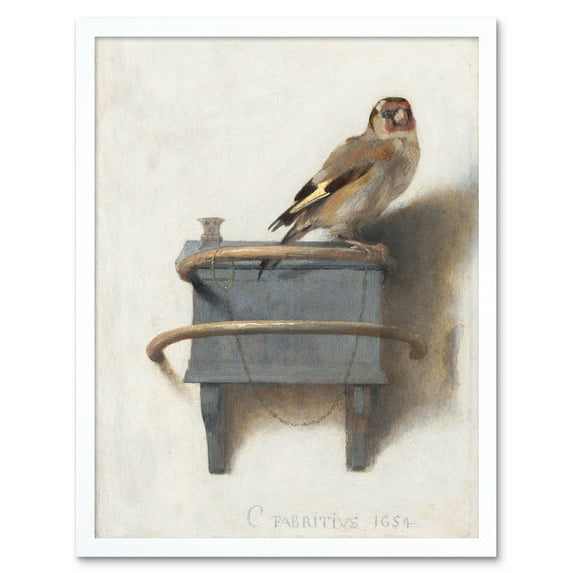 The Goldfinch Carel Fabritius 1654 Painting Chained Bird on Perch Art Print Framed Poster Wall Decor 12x16 inch