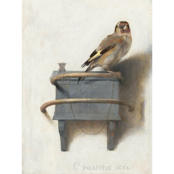 The Goldfinch Carel Fabritius 1654 Painting Chained Bird on Perch Unframed Wall Art Print Poster Home Decor