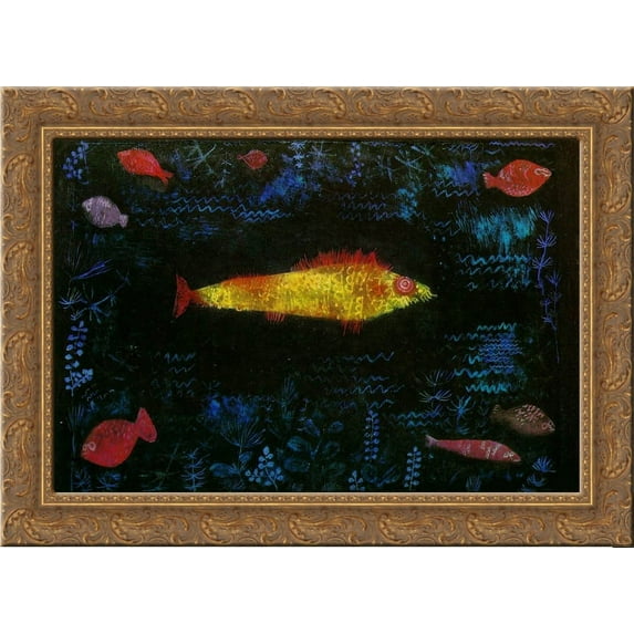 The Goldfish 24x18 Gold Ornate Wood Framed Canvas Art by Paul Klee