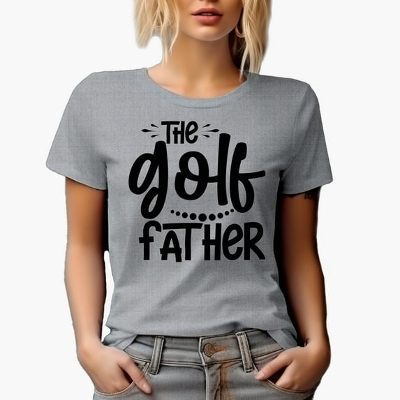 The Golf Father Pun, Golfing or Golfer Themed Merch Gift, Heather Grey T-Shirt, L