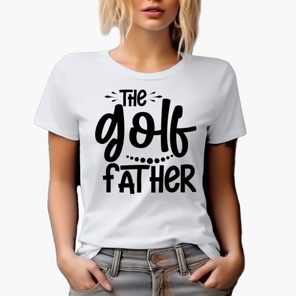 The Golf Father Pun, Golfing or Golfer Themed Merch Gift, White T-Shirt, L