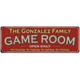 thumbnail image 1 of The Gonzalez Family Red Game Room Metal 8x24 Sign 108240038833, 1 of 1
