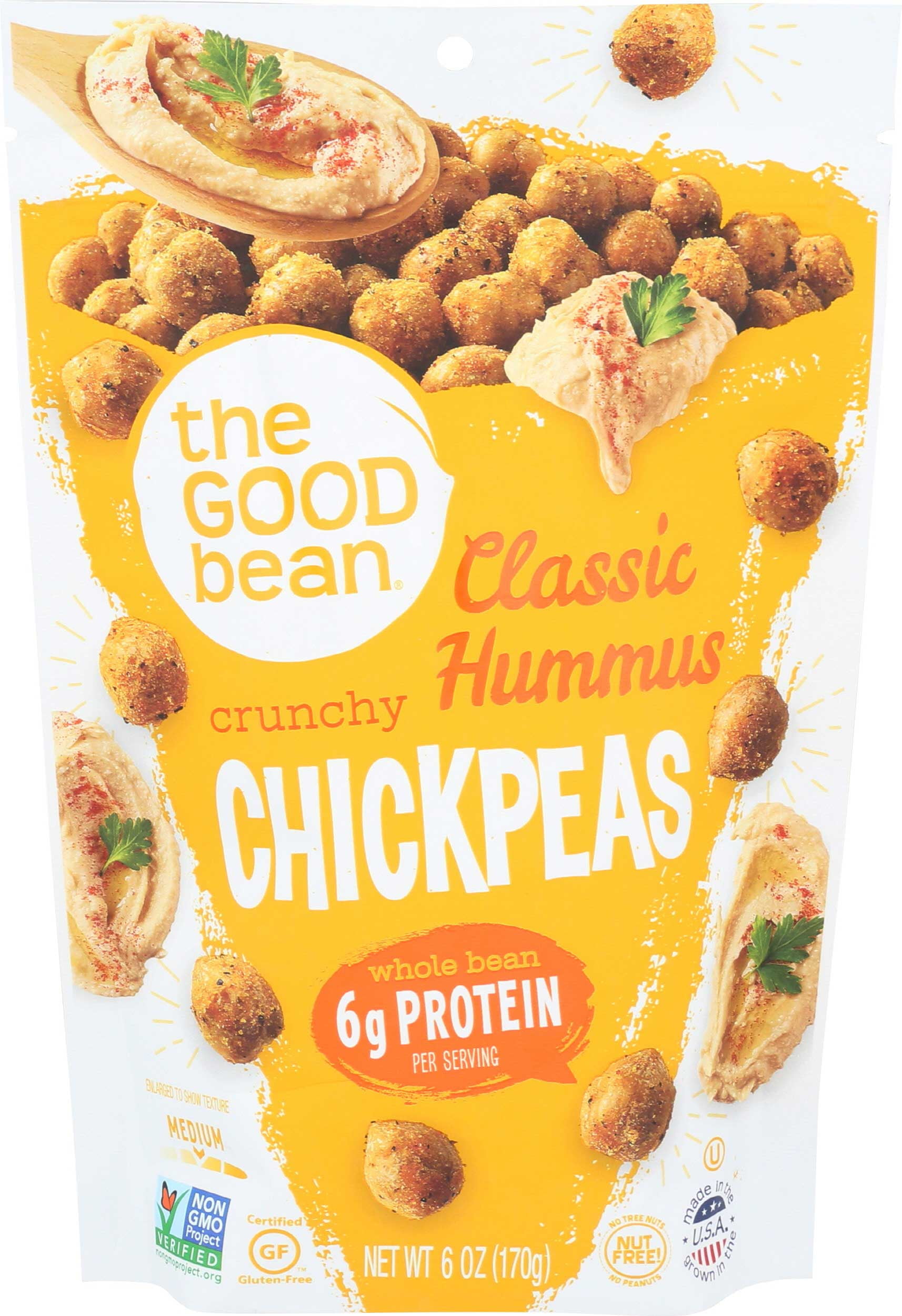 The Good Bean Classic Hummus Crunchy Chickpeas, 6 Ounce -- 6 per case.