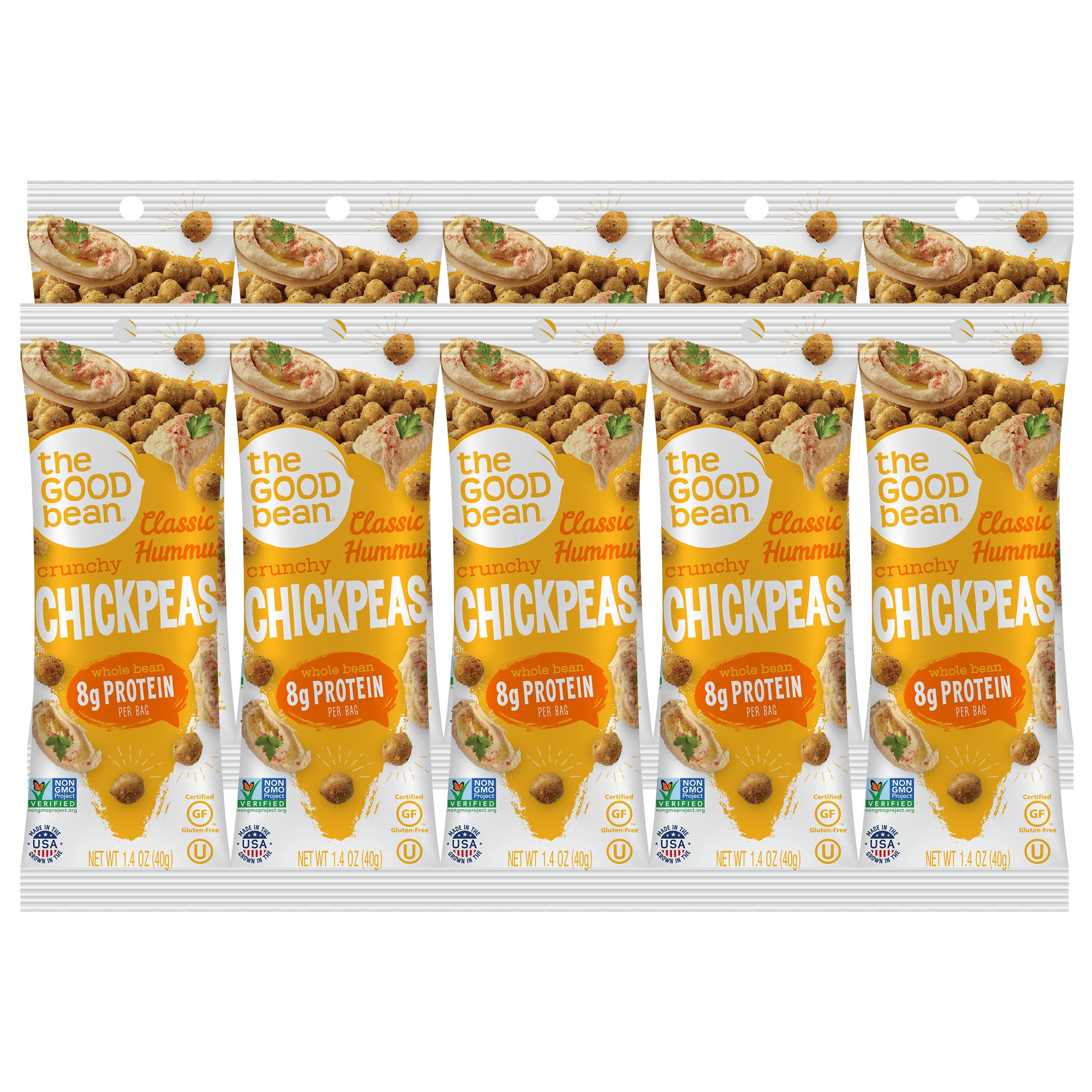 The Good Bean Crunchy Chickpeas Classic Hummus (10 Pack) 1.4 oz