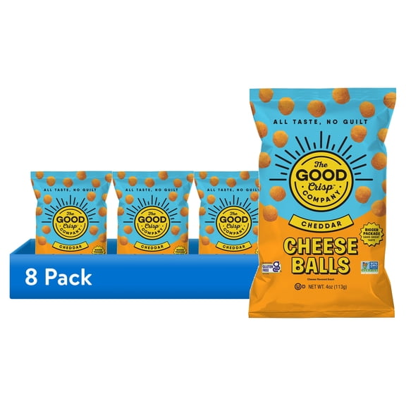 (8 pack) The Good Crisp Company Cheddar Cheese Balls, 4 oz