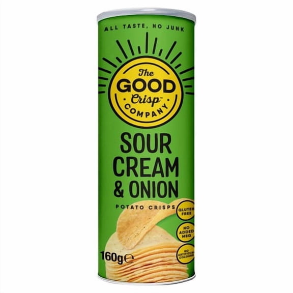 The Good Crisp Co Sour Cream & Onion Potato Crisps 160g, British Import (Pack of 3)
