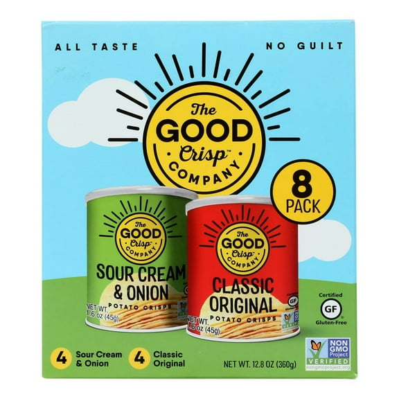 The Good Crisp Company Potato Crisps Variety Pack, 8 Count, 1.6 oz Each (Pack of 4)