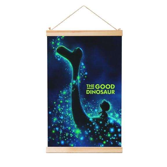 The Good Dinosaur Poster Canvas Wooden Shaft Hanging Poster Home Decor, Aesthetic Wood Frames Scroll Painting Wall Art for Living Room Bedroom Office 12"X18"