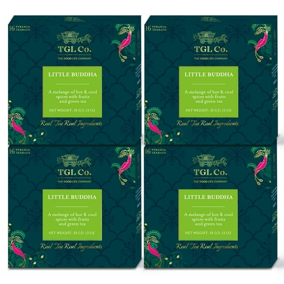 The Good Life Company Little Buddha Green Tea Bags / Loose Tea Leaf (16 Tea Bags) Pack of 4