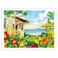 thumbnail image 1 of The Good Life - Tropical Beach House - Hawaii - Hawaiian Islands - From an Original Watercolor Painting by Robin Wethe Altman - Fine Art Matte Paper Print (Unframed) 20x26in, 1 of 4