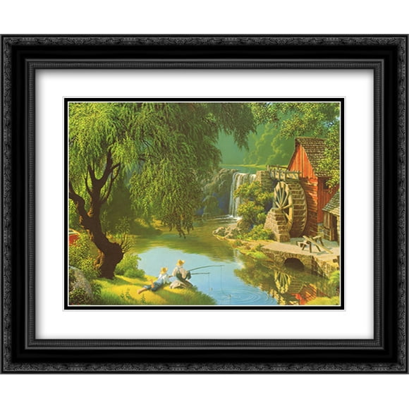 The Good Old Days 2x Matted 24x20 Black Ornate Framed Art Print by Paul Detlefsen
