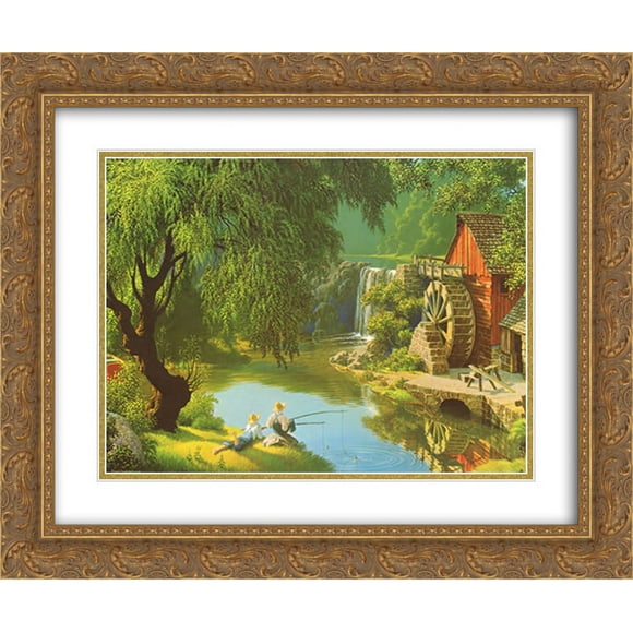 The Good Old Days 2x Matted 24x20 Gold Ornate Framed Art Print by Paul Detlefsen