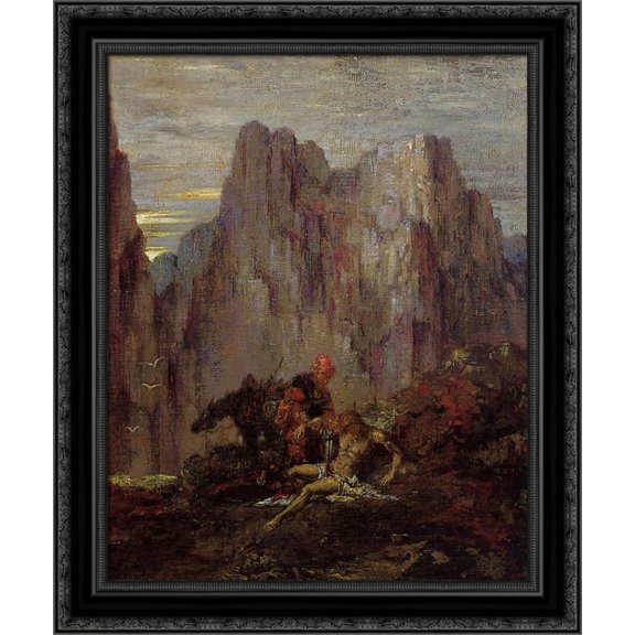 The Good Samaritan 20x24 Black Ornate Wood Framed Canvas Art by Moreau, Gustave