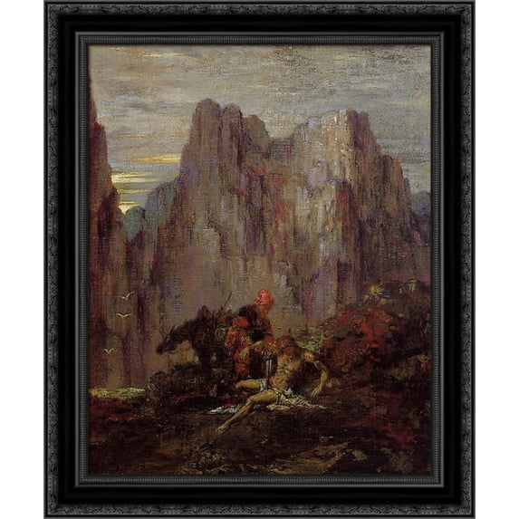 The Good Samaritan 20x24 Black Ornate Wood Framed Canvas Art by Moreau, Gustave