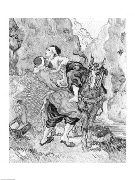 The Good Samaritan after Delacroix 1890 Canvas Art - Vincent Van Gogh (24 x 36)