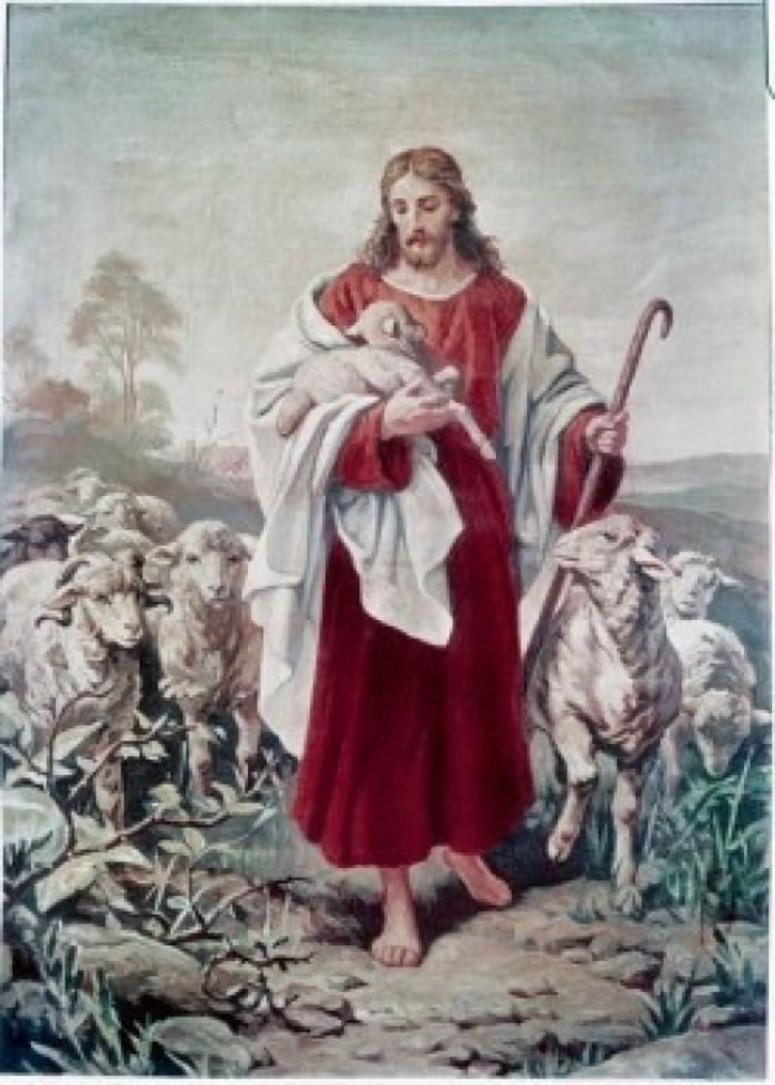 The Good Shepherd Berhard Plockhorst (1825-1907 German) Canvas Art - (24 x 36)