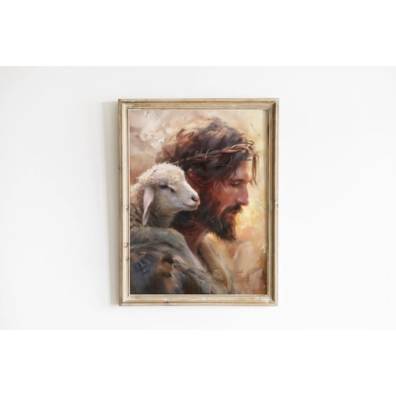 The Good Shepherd Christian Scripture Art Jesus With Lamb Faith Decor Religious Unframed Paper Print