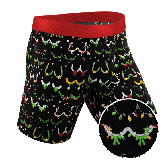 The Goodie Garland - Shinesty Christmas Tinsel Busts Long Leg Ball Hammock Pouch Underwear With Fly  Medium
