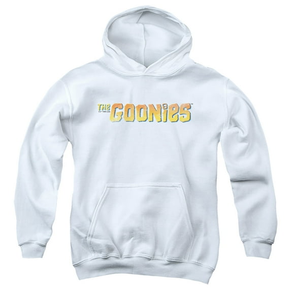 The Goonies Logo Kids Pull-Over Hoodie (Large) for Youth Boys and Girls, White