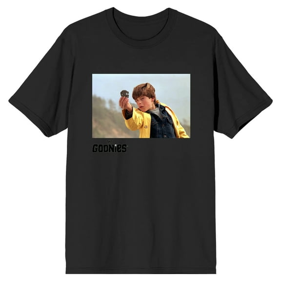 The Goonies Mikey in Yellow Jacket Charcoal Gray Men's T-Shirt-Small