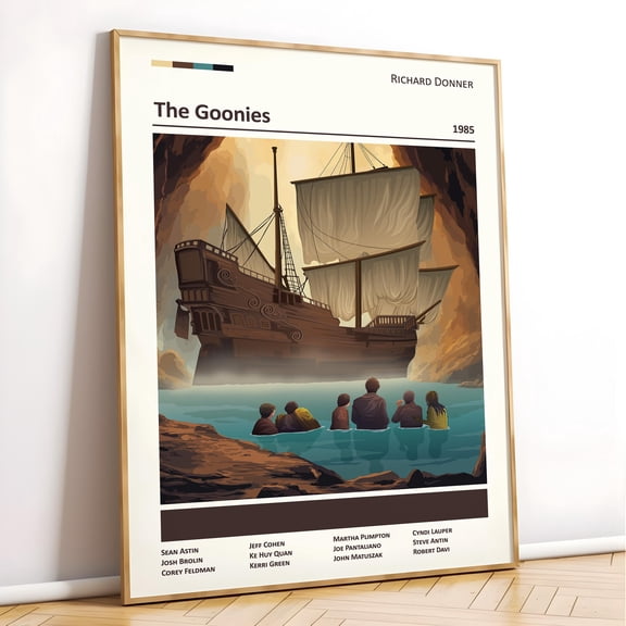 The Goonies Movie Poster, 80s Classic Art, Pirate Ship Poster, Steven Spielberg, Hey you Guys, Alternative Movie poster, Movie Lover Gift