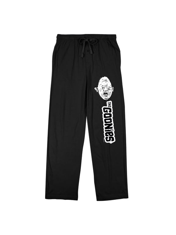 The Goonies Sloth Character Head & Logo Men's Black Sleep Pajama Pants-XXL