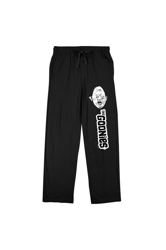 The Goonies Sloth Character Head & Logo Men's Black Sleep Pajama Pants-XXL