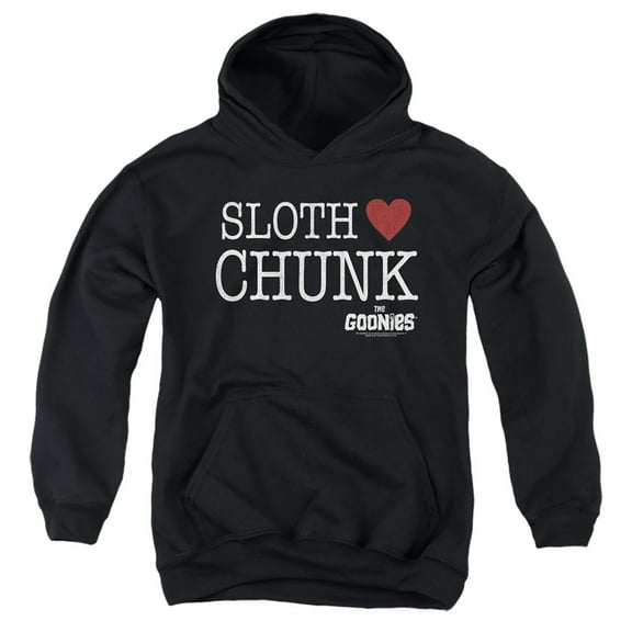 The Goonies Sloth Heart Chunk Kids Pull-Over Hoodie (Small) for Youth Boys and Girls, Black