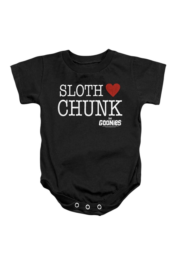The Goonies Sloth Heart Chunk Unisex Infant Snap Suit for Baby (6 Months) Black