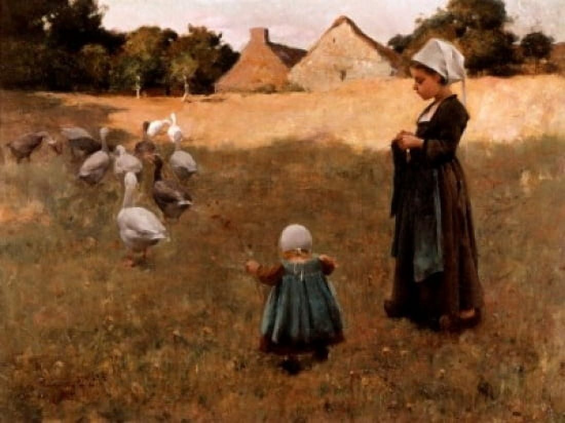 The Goose Girl by Willard LeRoy Metcalf 1858-1925 Canvas Art - Willard LeRoy Metcalf (24 x 36)