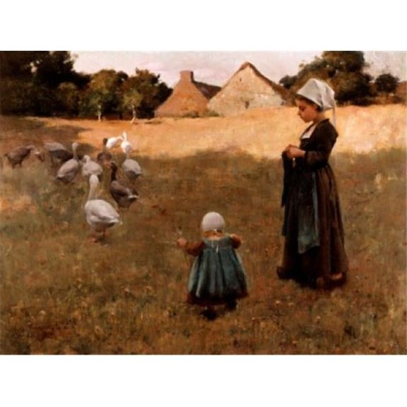 The Goose Girl by Willard Leroy Metcalf 1858-1925 Poster Print - 18 x 24 in.