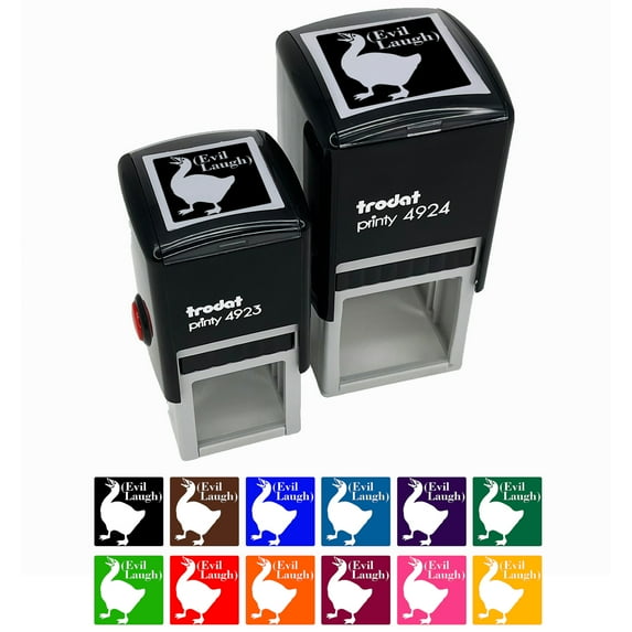 The Goose with an Evil Laugh Self-Inking Rubber Stamp Ink Stamper - Orange Ink - Small 1 Inch