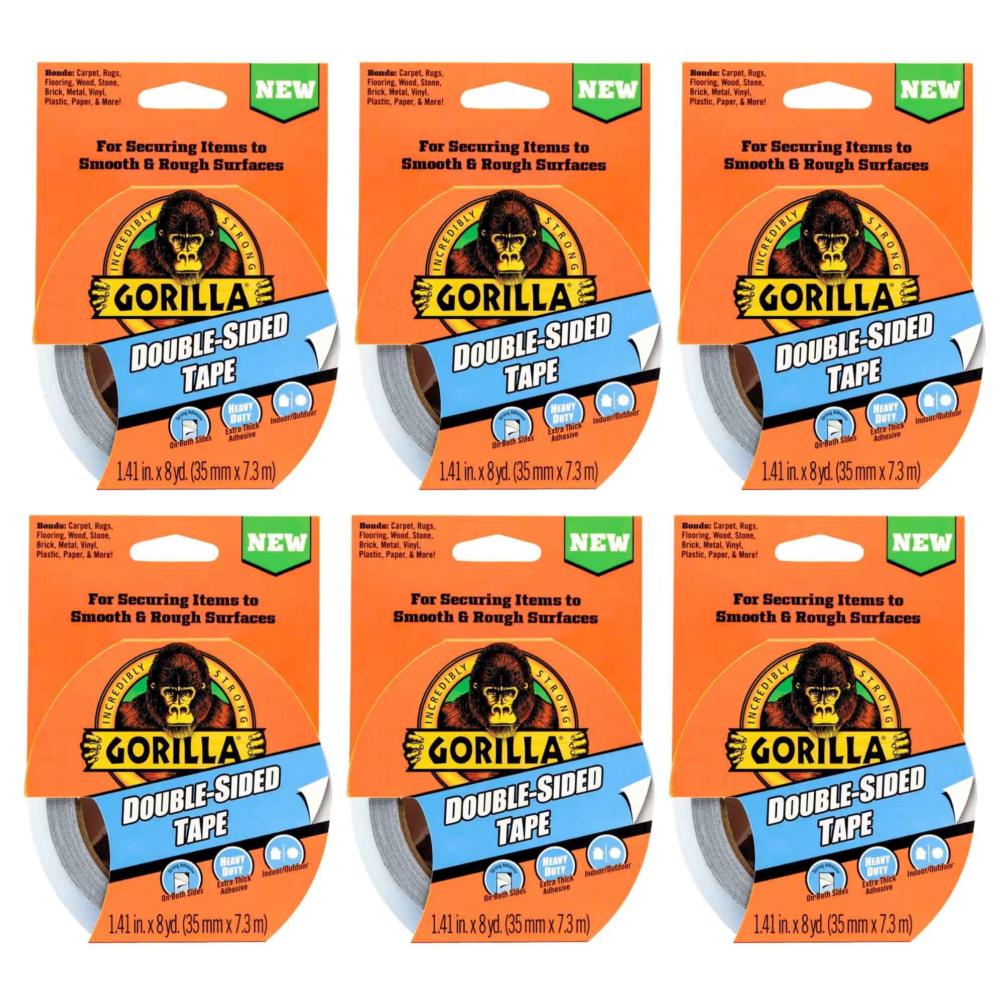 Gorilla Double-Sided Duct Tape: 1.41 in. x 24 ft. (White) [6-pack]
