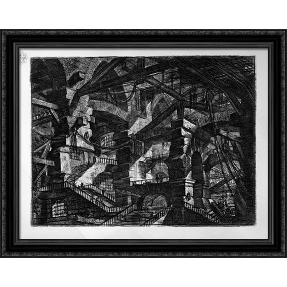 The Gothic Arch 36x28 Large Black Ornate Wood Framed Canvas Art by Giovanni Battista Piranesi