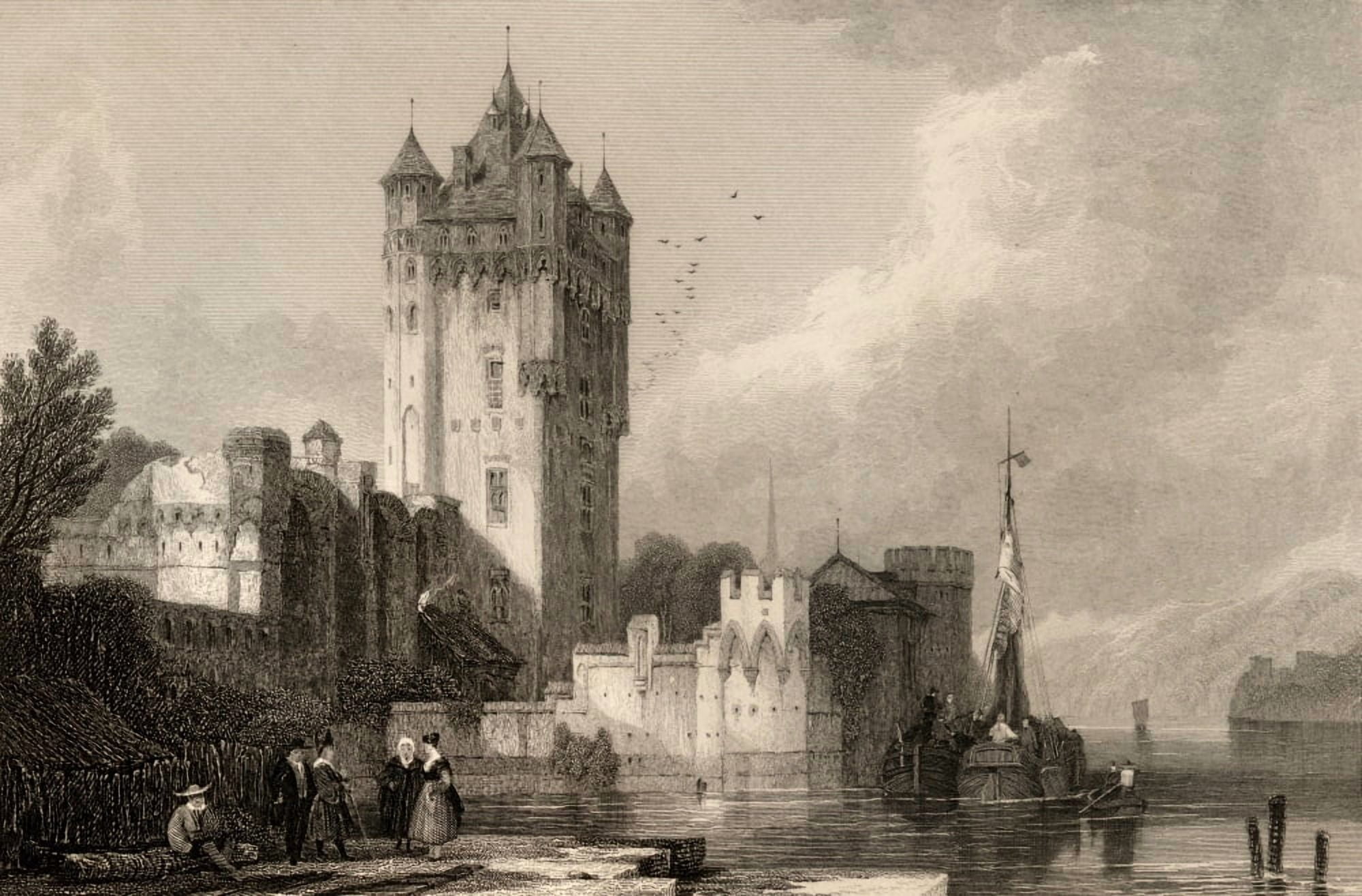 The Gothic Towers Of Ellfeld Germany Engraved By EI Roberts From A 19Th Century Print By D Roberts Canvas Art - Ken Welsh Design Pics (18 x 12)