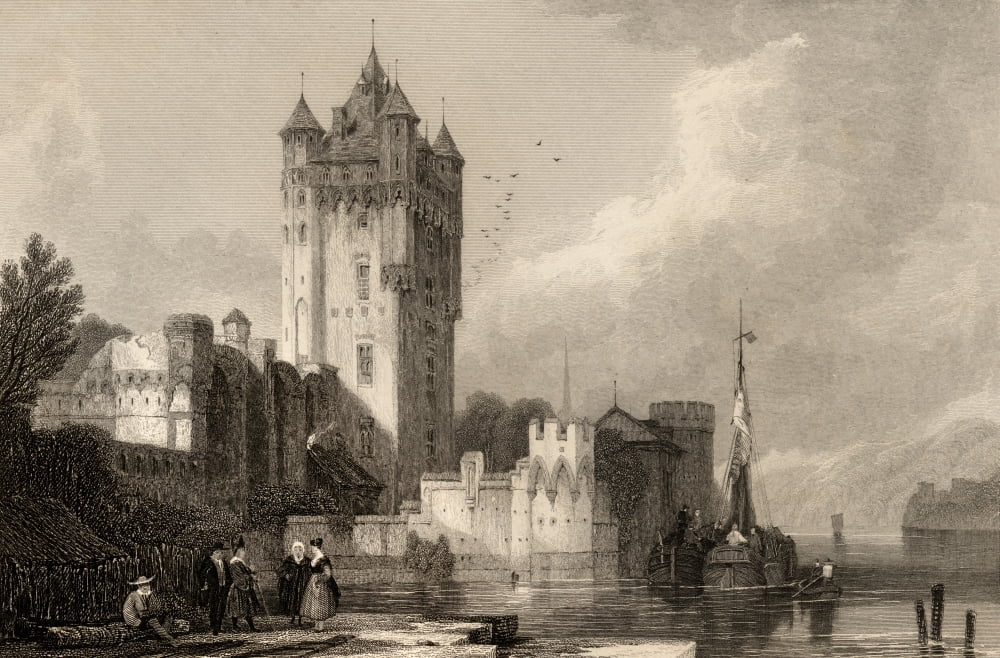 The Gothic Towers Of Ellfeld Germany Engraved By EI Roberts From A 19Th Century Print By D Roberts Canvas Art - Ken Welsh Design Pics (36 x 24)
