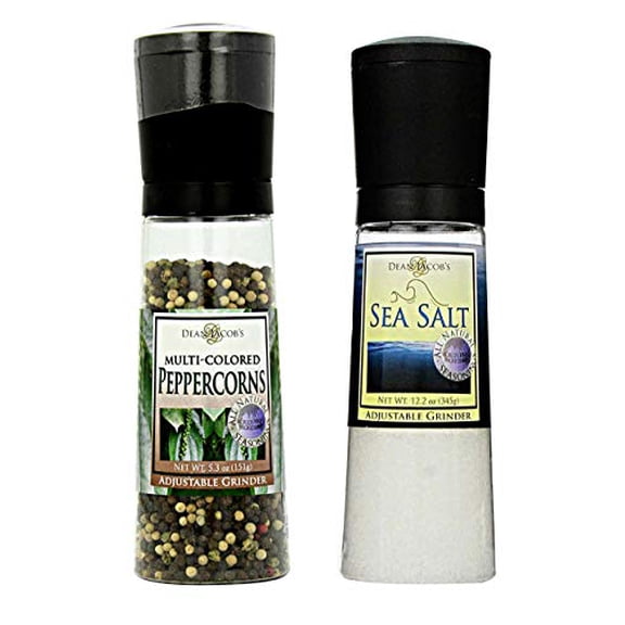 The Gourmet Chef Grinder Set - Multicolored Peppercorn 5.3 Oz And Sea Salt 12.2 Oz - For Your Cooking Enjoyment
