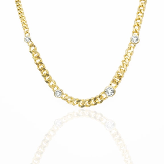 Elegant Cubic Zirconia Chain Necklace with 3" Extender - 16" Adjustable Length Jewelry Necklace