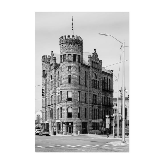 The Grand Army of the Republic Building B&W - Detroit Michigan Photography Unframed Wall Art Print 5 x 7 inches