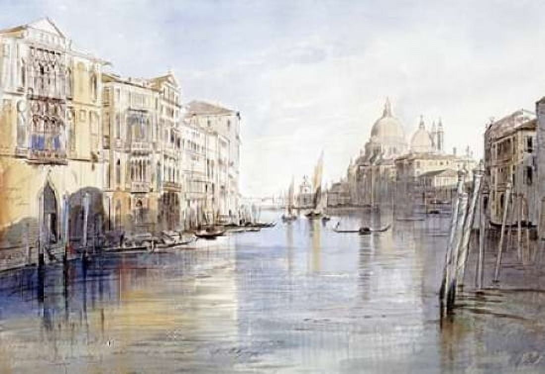 The Grand Canal With Santa Maria Della Salute Venice Italy Canvas Art - Edward Lear (20 x 28)