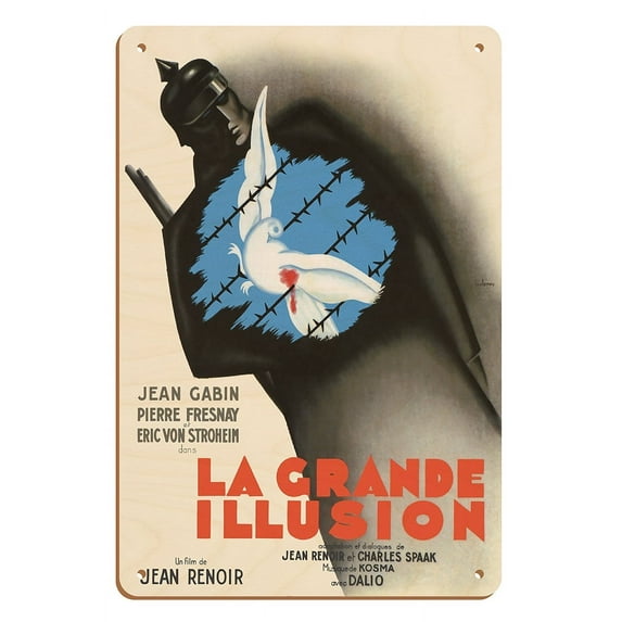 The Grand Illusion - Directed by Jean Renoir - Vintage French Film Movie Poster c.1937 - 8 x 12 inch Vintage Wood Art Sign