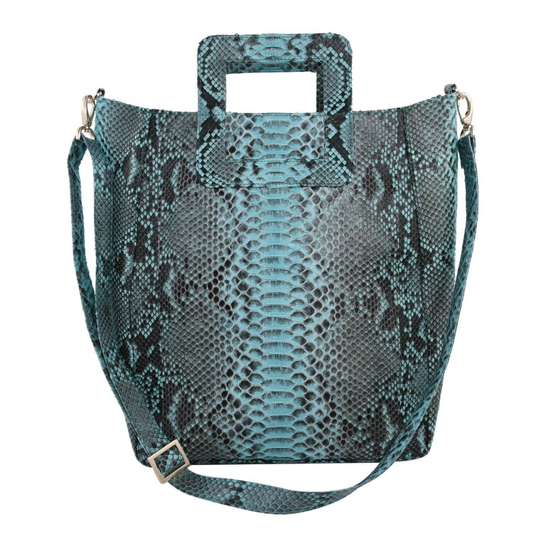 The Grand Pelle Handcrafted Turquoise Genuine Python Leather The Grand Pelle Handcrafted Turquoise Genuine Python Leather