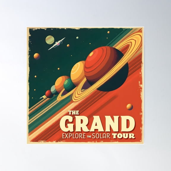 The Grand Tour - Vintage Space Travel Poster Poster Wall Art, Modern Wall Decor For Living Room Bedroom, 12x18 UNFRAMED