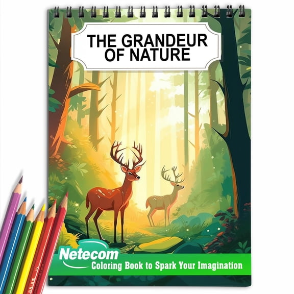 The Grandeur of Nature Spiral Bound Coloring Book, 30 Captivating Coloring Pages for Nature and Art Lovers to Create Stunning and Imaginative Artwork