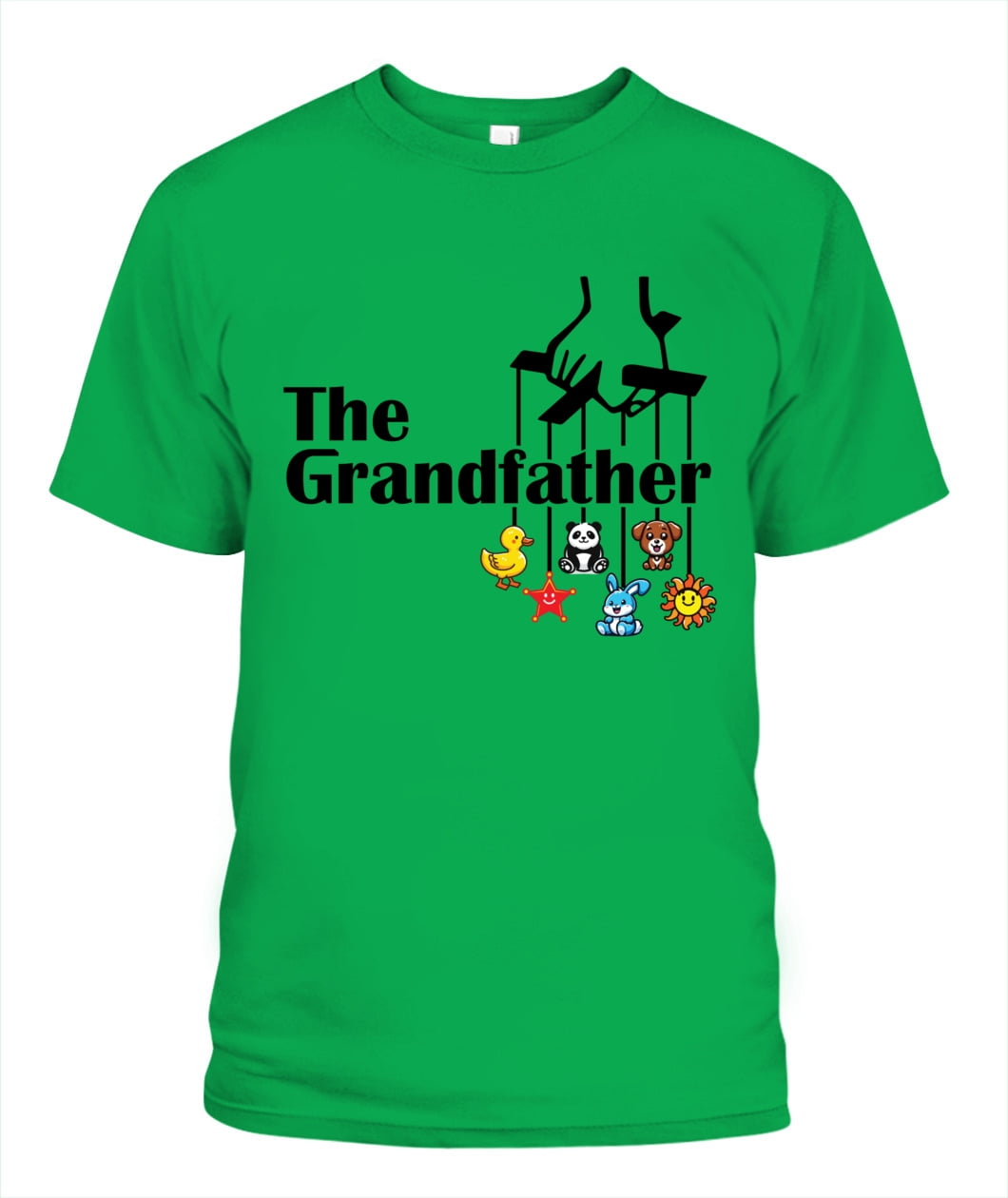 The Grandfather - Black font, multi color design, Front placement ...