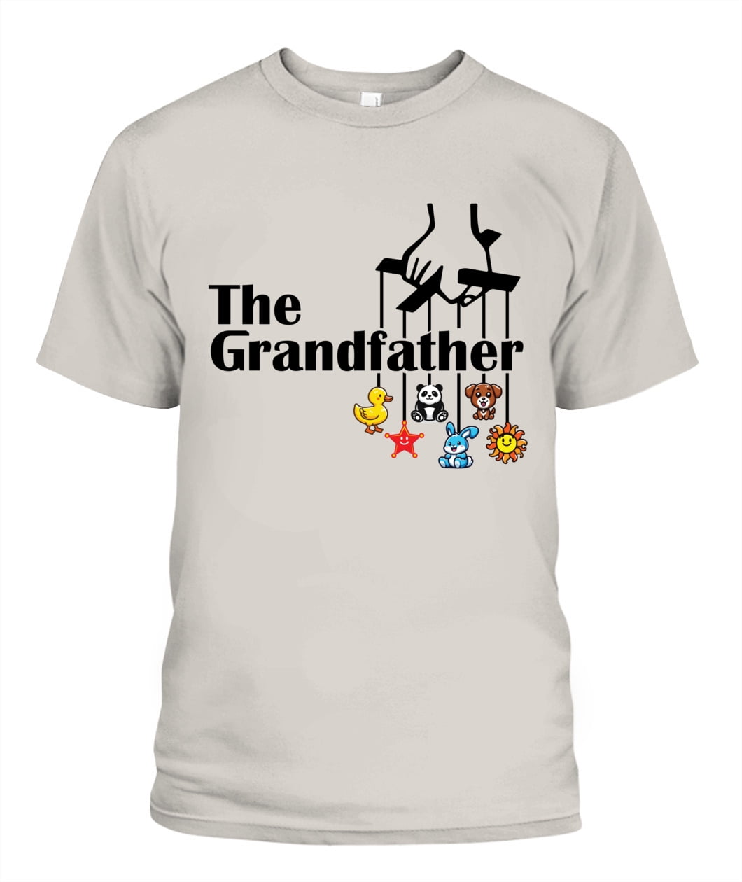 The Grandfather - Black font, multi color design, Front placement ...