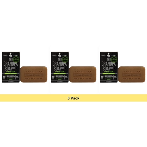 The Grandpa Soap Pine Tar Bar Soap 4.25 oz - 3 Pack Bundle